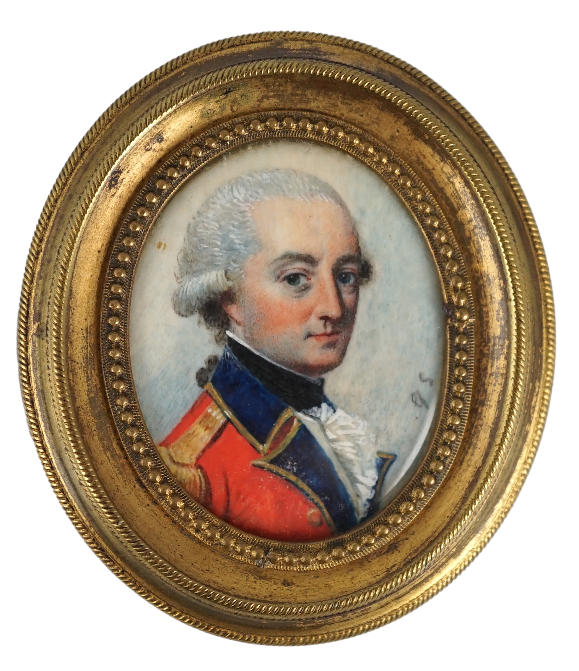 G.S circa 1810, Portrait miniature of an army officer, oil on ivory, 3.8 x 3cm. CITES Submission reference 1FREREYY